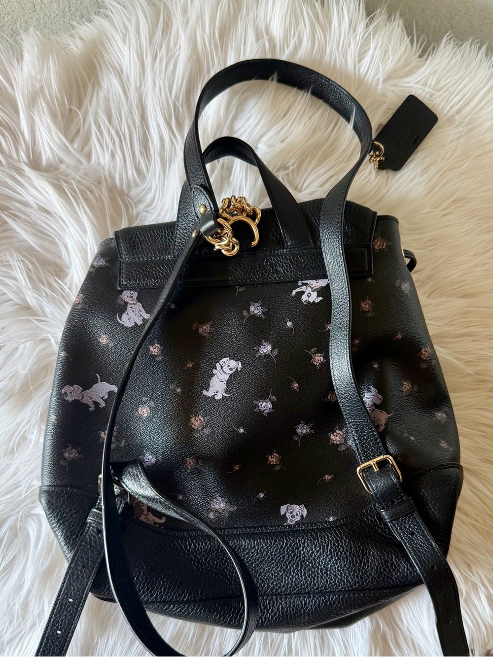 Coach x Disney 101 Dalmatians Black Pebbled Leather Backpack - Picture 3 of 6